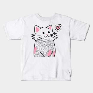 Cats Brighten Up My Heart (Pink) Kids T-Shirt